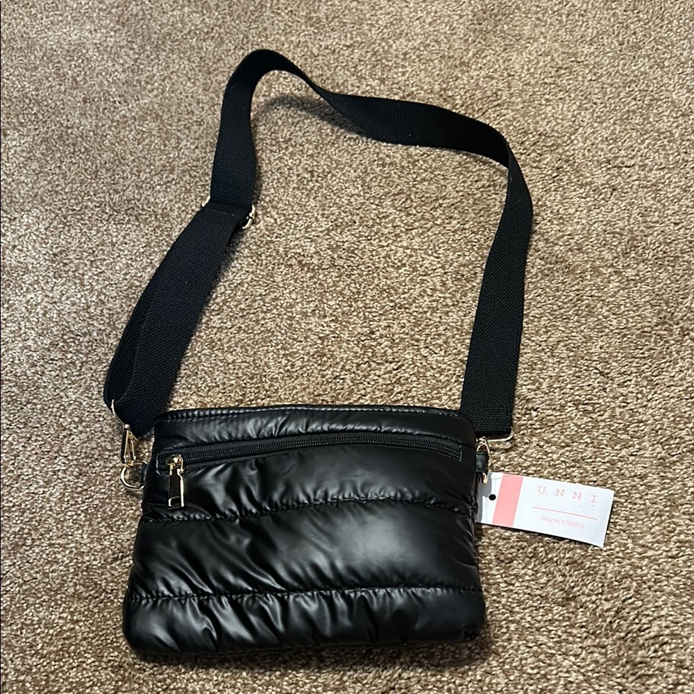 UNNI Black Quilted Crossbody Bag
